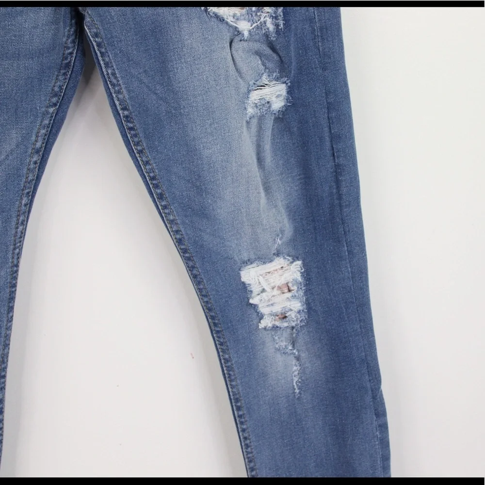 Boohoo Man SUPER SKINNY BANDANA RIP & REPAIR JEANS Sz 32 Distressed Medium Wash - Picture 4 of 9